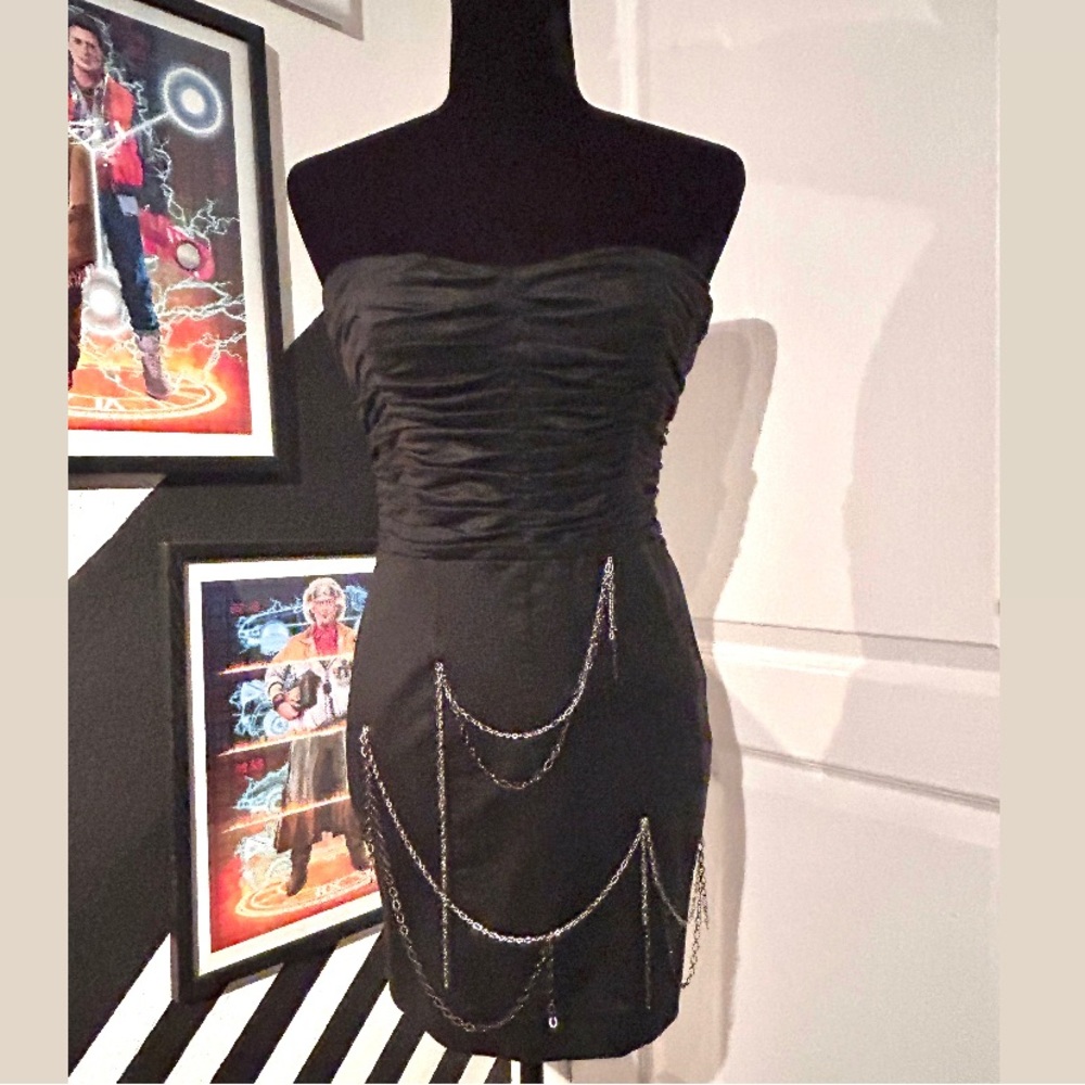 Bebe - Strapless Bustier Minidress w/chains - Women’s Size Medium